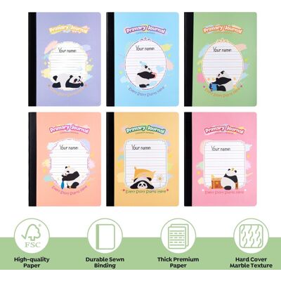 Deli - 6 pack Primary Journal 100 Sheets Composition Notebook, 9.75 x 7.5, Half Page Ruled Deli - 6 pack Primary Journal 100 Sheets Composition Notebook, 9.75 x 7.5, Half Page Ruled