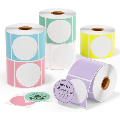 MUNBYN - 2 Inch Circle Color Thermal Sticker Labels - Multiple Colors MUNBYN - 2 Inch Circle Color Thermal Sticker Labels - Multiple Colors
