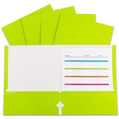 C-line - 2-Pocket Laminated Paper Portfolios with 3-Hole Punch, Lime Green, Box of 25 C-line - 2-Pocket Laminated Paper Portfolios with 3-Hole Punch, Lime Green, Box of 25