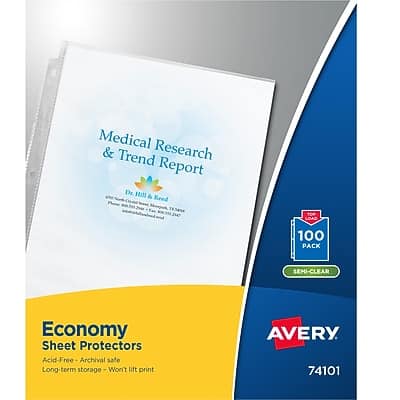 Avery - Economy Lightweight Sheet Protectors, 8.5" x 11", 100/Box - Semi-Clear Avery - Economy Lightweight Sheet Protectors, 8.5" x 11", 100/Box - Semi-Clear