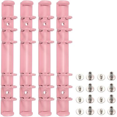Unique Bargains - A6 6-Hole Ring Binder Mechanisms, 4 Sets Binder Spines Replacement for Office Planners Documents Organization - Pink Unique Bargains - A6 6-Hole Ring Binder Mechanisms, 4 Sets Binder Spines Replacement for Office Planners Documents Organization - Pink