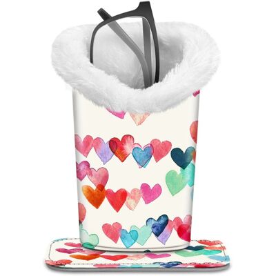 Kitcheniva - PU Leather Plush Lined Eyeglasses Protective Cover Holder Magnetic Stand Desk Organizer - Raining Hearts Kitcheniva - PU Leather Plush Lined Eyeglasses Protective Cover Holder Magnetic Stand Desk Organizer - Raining Hearts