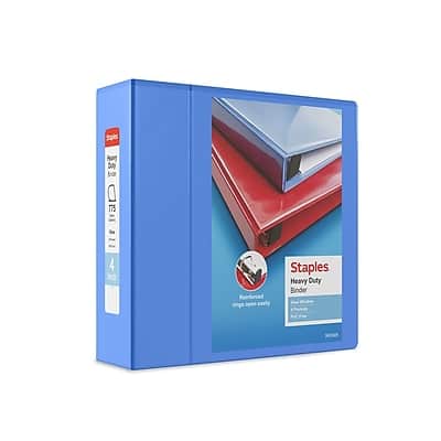 Staples - Heavy Duty 4" 3-Ring View Binder, D-Ring - Periwinkle Staples - Heavy Duty 4" 3-Ring View Binder, D-Ring - Periwinkle