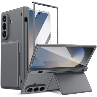 Dteck - Case for Samsung Galaxy Z Fold7 with Hinge Protection,Rugged Card Holder Cover,Bulit in Screen Protector+Stylus Slot+Pen - Gray Dteck - Case for Samsung Galaxy Z Fold7 with Hinge Protection,Rugged Card Holder Cover,Bulit in Screen Protector+Stylus Slot+Pen - Gray