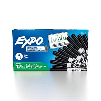 Expo - Low Odor Dry Erase Marker, Fine Tip, 12/Pack - Black Expo - Low Odor Dry Erase Marker, Fine Tip, 12/Pack - Black