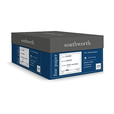 Southworth - Gummed #10 Business Envelopes, 4 1/8" x 9 1/2", 250/Box - Ivory Southworth - Gummed #10 Business Envelopes, 4 1/8" x 9 1/2", 250/Box - Ivory