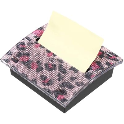 Unique Bargains - Rhinestone Sticky Note Dispenser Pad Holder 4x4 Inch Desk Organizer for Office Home - Pink Leopard Unique Bargains - Rhinestone Sticky Note Dispenser Pad Holder 4x4 Inch Desk Organizer for Office Home - Pink Leopard