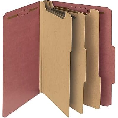 Smead - Recycled Heavy Duty Pressboard Classification Folder, 3-Dividers, 3" Expansion, Letter Size, 10/Box - Red Smead - Recycled Heavy Duty Pressboard Classification Folder, 3-Dividers, 3" Expansion, Letter Size, 10/Box - Red