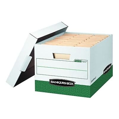 Bankers Box - R-Kive Heavy-Duty FastFold File Storage Boxes, Lift-Off Lid, Letter/Legal Size/Green, 12/Carton - White Bankers Box - R-Kive Heavy-Duty FastFold File Storage Boxes, Lift-Off Lid, Letter/Legal Size/Green, 12/Carton - White