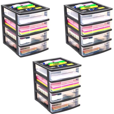 Gracious Living - 4 Drawer Desktop Countertop Storage w/Organizer, Black (3 Pack) Gracious Living - 4 Drawer Desktop Countertop Storage w/Organizer, Black (3 Pack)