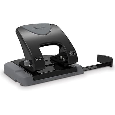 Swingline - SmartTouch Low Force Handheld 2-Hole Punch, 20 Sheet Capacity - Black/Gray Swingline - SmartTouch Low Force Handheld 2-Hole Punch, 20 Sheet Capacity - Black/Gray