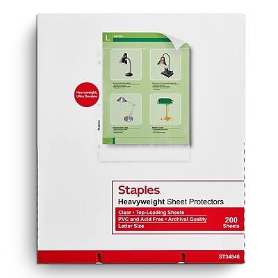 Staples - Heavyweight Sheet Protector, 8.5" x 11", 200/Box - Clear Staples - Heavyweight Sheet Protector, 8.5" x 11", 200/Box - Clear
