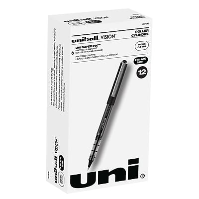uni-ball - Vision Rollerball Pen,Micro Point, Dozen - Black Ink uni-ball - Vision Rollerball Pen,Micro Point, Dozen - Black Ink
