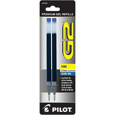 Pilot - G2 Gel-Ink Pen Refill, Fine Tip, 2/Pack - Blue Ink Pilot - G2 Gel-Ink Pen Refill, Fine Tip, 2/Pack - Blue Ink