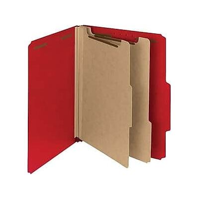 Smead - 100% Recycled Heavy Duty Pressboard Classification Folder, 2-Dividers, 2" Expansion, Letter Size, 10/Box - Bright Red Smead - 100% Recycled Heavy Duty Pressboard Classification Folder, 2-Dividers, 2" Expansion, Letter Size, 10/Box - Bright Red