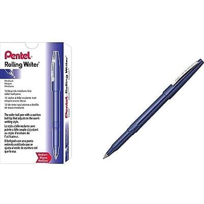 Pentel - Rolling Writer Rollerball Pens, Medium Point, Ink, Dozen - Blue Pentel - Rolling Writer Rollerball Pens, Medium Point, Ink, Dozen - Blue