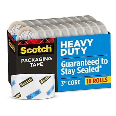 Scotch - Heavy Duty Packing Tape, 1.88" x 54.6 yds., 18/Pack - Clear Scotch - Heavy Duty Packing Tape, 1.88" x 54.6 yds., 18/Pack - Clear