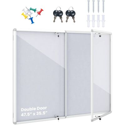 Costway - 47.5" x 35.5" Enclosed Bulletin Board with Aluminum Frame, Felt Surface for School - Sliver & Gray Costway - 47.5" x 35.5" Enclosed Bulletin Board with Aluminum Frame, Felt Surface for School - Sliver & Gray