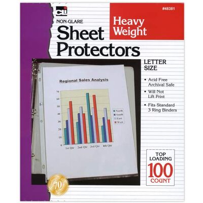 Charles Leonard - Heavy Weight Non Glare Sheet Protectors Box of 100 Charles Leonard - Heavy Weight Non Glare Sheet Protectors Box of 100