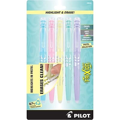 Pilot - FriXion Light Pastel Erasable Highlighters, Chisel Tip, 5/Pack - Assorted Ink Pilot - FriXion Light Pastel Erasable Highlighters, Chisel Tip, 5/Pack - Assorted Ink