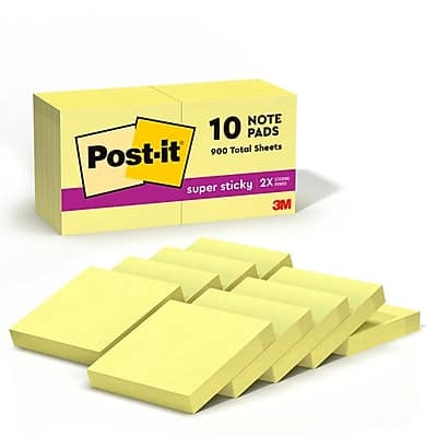 Post-it - Super Sticky Notes, 1 7/8" x 1 7/8", Canary Collection, 90 Sheet/Pad, 10 Pads/Pack - Canary Yellow Post-it - Super Sticky Notes, 1 7/8" x 1 7/8", Canary Collection, 90 Sheet/Pad, 10 Pads/Pack - Canary Yellow