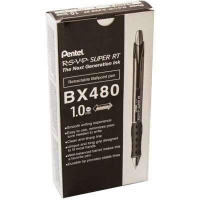 Pentel - R.S.V.P. Super RT Retractable Ballpoint Pen, Black, Pack of 12 Pentel - R.S.V.P. Super RT Retractable Ballpoint Pen, Black, Pack of 12