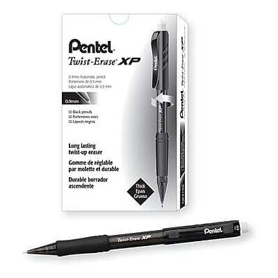 Pentel - Twist-Erase EXPRESS Mechanical Pencil, 0.9mm, #2 Medium Lead, Dozen - Black Pentel - Twist-Erase EXPRESS Mechanical Pencil, 0.9mm, #2 Medium Lead, Dozen - Black