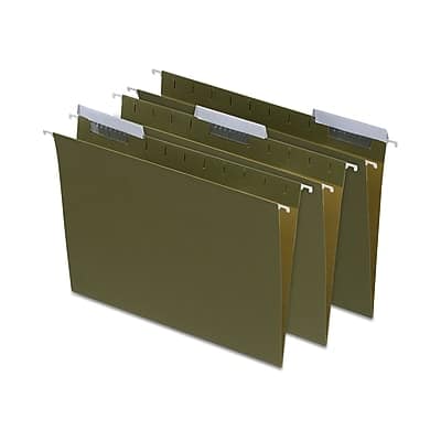Staples - 95% Recycled Hanging File Folders, 1/3-Cut Tab, Letter Size, 25/Box - Standard Green Staples - 95% Recycled Hanging File Folders, 1/3-Cut Tab, Letter Size, 25/Box - Standard Green