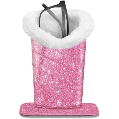 Kitcheniva - PU Leather Plush Lined Eyeglasses Protective Cover Holder Magnetic Stand Desk Organizer - Glittering Pink Kitcheniva - PU Leather Plush Lined Eyeglasses Protective Cover Holder Magnetic Stand Desk Organizer - Glittering Pink