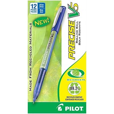 Pilot - Precise V5 BeGreen Rollerball Pens, Extra Fine Point, Dozen - Blue Ink Pilot - Precise V5 BeGreen Rollerball Pens, Extra Fine Point, Dozen - Blue Ink