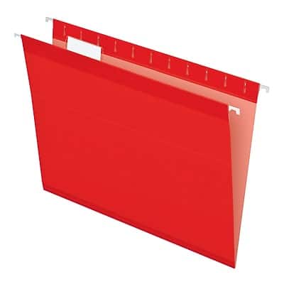 Pendaflex - Reinforced Hanging File Folders, 1/5 Tab, Letter Size, 25/Box - Red Pendaflex - Reinforced Hanging File Folders, 1/5 Tab, Letter Size, 25/Box - Red
