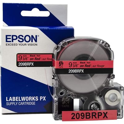 Epson - 3/8" Tape - 209BRPX - Black on Red Epson - 3/8" Tape - 209BRPX - Black on Red