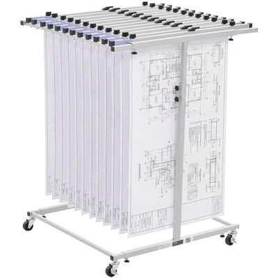 VEVOR - Blueprint Storage Rack, Steel, Mobile Adjustable Blueprint Holder, Vertical Drawing Rack with Wheels - Light Gray VEVOR - Blueprint Storage Rack, Steel, Mobile Adjustable Blueprint Holder, Vertical Drawing Rack with Wheels - Light Gray