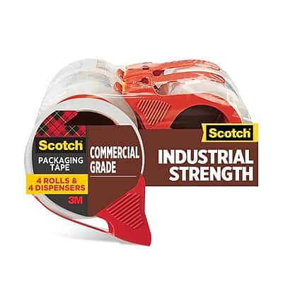 Scotch - Commercial Grade Heavy Duty Packing Tape with Dispenser, 1.88" x 54.6 yds., 4/Pack - Clear Scotch - Commercial Grade Heavy Duty Packing Tape with Dispenser, 1.88" x 54.6 yds., 4/Pack - Clear