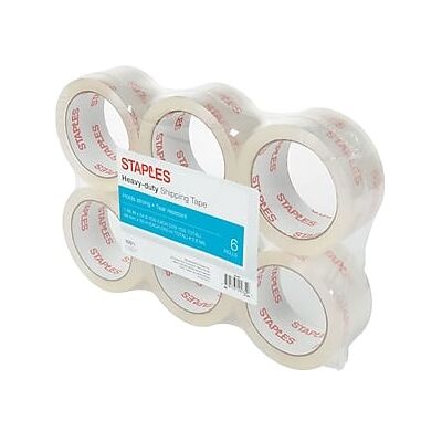 Staples - Heavy Duty Shipping Packing Tape, 1.88" x 54.6 yds., 6/Pack - Clear Staples - Heavy Duty Shipping Packing Tape, 1.88" x 54.6 yds., 6/Pack - Clear