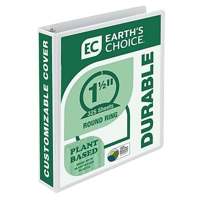Samsill - Earth's Choice Plant-Based Durable 1.5" View Binder, 3-Ring ,Made in USA - White Samsill - Earth's Choice Plant-Based Durable 1.5" View Binder, 3-Ring ,Made in USA - White