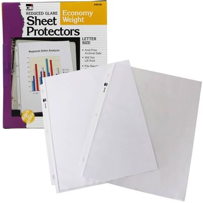 Charles Leonard - Sheet Protectors Top Loading with Binder Holes 2 Mils Economy Weight Non-Glare Letter Size Clear Pack of 50 Charles Leonard - Sheet Protectors Top Loading with Binder Holes 2 Mils Economy Weight Non-Glare Letter Size Clear Pack of 50