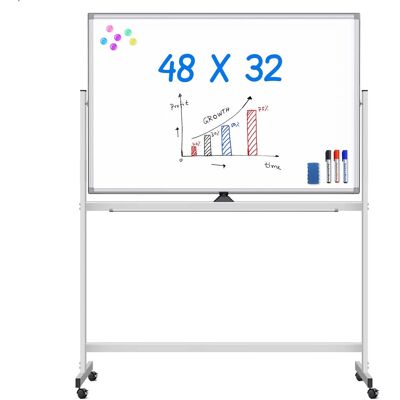 maxtek - Bulletin Boards on Wheels 48x32 inch Double Side Dry Erase Board with Stand Standing Whiteboards & Presentation Supplies - Silver maxtek - Bulletin Boards on Wheels 48x32 inch Double Side Dry Erase Board with Stand Standing Whiteboards & Presentation Supplies - Silver