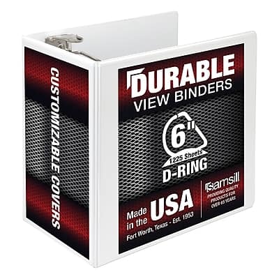 Samsill - Titan Heavy Duty 6" View Binder, D-Ring, Made in USA - White Samsill - Titan Heavy Duty 6" View Binder, D-Ring, Made in USA - White