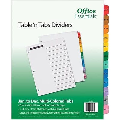 Avery - Office Essentials Table 'n Tabs Pre-Printed Monthly Paper Dividered, Set - Multicolor Avery - Office Essentials Table 'n Tabs Pre-Printed Monthly Paper Dividered, Set - Multicolor