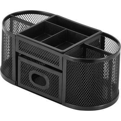 Lorell - Mesh Desktop Organizer Desktop Compact Sturdy Removable Compartment Steel Mesh Plastic - Black Lorell - Mesh Desktop Organizer Desktop Compact Sturdy Removable Compartment Steel Mesh Plastic - Black