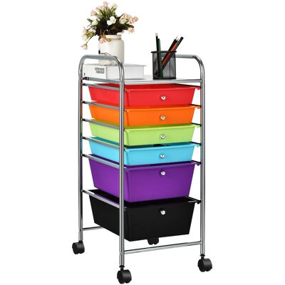 Costway - 6 Drawer Rolling Storage Cart Scrapbook Paper Office School Organizer - Multicolor Costway - 6 Drawer Rolling Storage Cart Scrapbook Paper Office School Organizer - Multicolor
