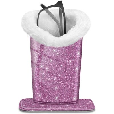 Kitcheniva - PU Leather Plush Lined Eyeglasses Protective Cover Holder Magnetic Stand Desk Organizer - Glittering Purple Kitcheniva - PU Leather Plush Lined Eyeglasses Protective Cover Holder Magnetic Stand Desk Organizer - Glittering Purple
