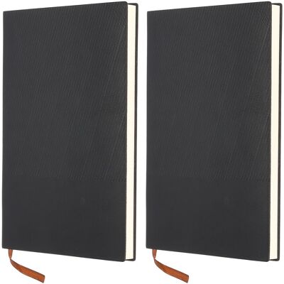 Unique Bargains - 2pcs Lined Journal Notebook 8.3x5.7", A5 98 Pages 80GSM Soft PU Leather Ribbed Daily Journal for Office - Black Unique Bargains - 2pcs Lined Journal Notebook 8.3x5.7", A5 98 Pages 80GSM Soft PU Leather Ribbed Daily Journal for Office - Black