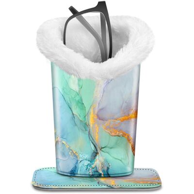 Kitcheniva - PU Leather Plush Lined Eyeglasses Protective Cover Holder Magnetic Stand Desk Organizer - Emerald Marble Kitcheniva - PU Leather Plush Lined Eyeglasses Protective Cover Holder Magnetic Stand Desk Organizer - Emerald Marble