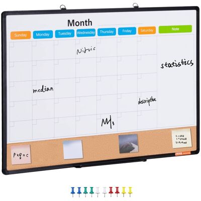 VEVOR - 36"x 24" Monthly Calendar Whiteboard & Cork Board Combo with Aluminum Frame - Black VEVOR - 36"x 24" Monthly Calendar Whiteboard & Cork Board Combo with Aluminum Frame - Black