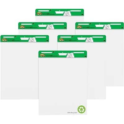 Post-it - Recycled Super Sticky Easel Pad, 25" x 30", 30 Sheets/Pad, 6 Pads/Pack - White Post-it - Recycled Super Sticky Easel Pad, 25" x 30", 30 Sheets/Pad, 6 Pads/Pack - White