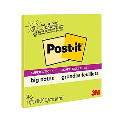 Post-it - Big Notes Sticky Notes, 11" x 11", 30 Sheets/Pad - Green Post-it - Big Notes Sticky Notes, 11" x 11", 30 Sheets/Pad - Green
