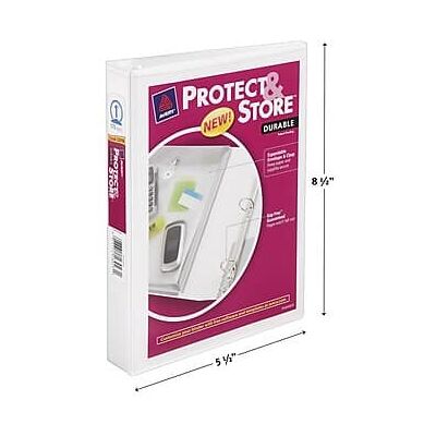 Avery - Mini Protect & Store 1" 3-Ring View Binders - White Avery - Mini Protect & Store 1" 3-Ring View Binders - White