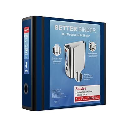 Staples - 4" 3-Ring Better Binder, D-Ring - Blue Staples - 4" 3-Ring Better Binder, D-Ring - Blue